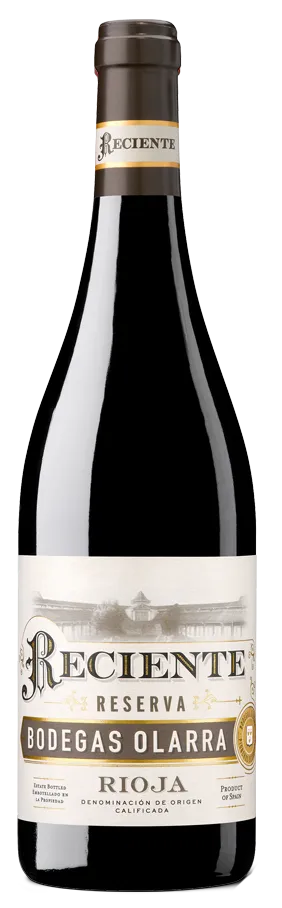 Bottle of Bodegas Olarra Reciente Reservawith label visible