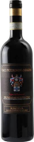 Bottle of Ciacci Piccolomini d'Aragona Brunello di Montalcino Pianrossowith label visible