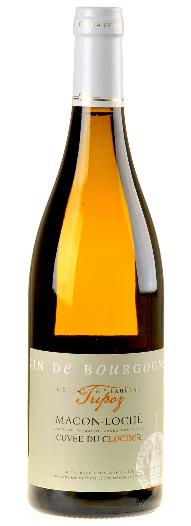 Bottle of Celine & Laurent Tripoz Cuvée du Clocher Mâcon-Lochéwith label visible