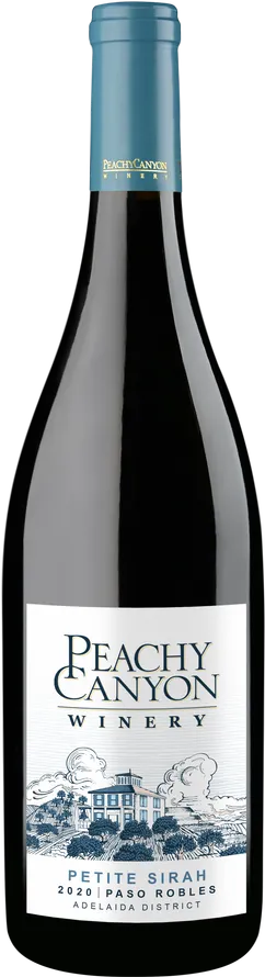 Bottle of Peachy Canyon Petite Sirahwith label visible