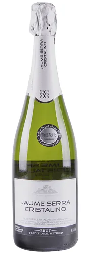 Bottle of Jaume Serra Cristalino Cava Brutwith label visible
