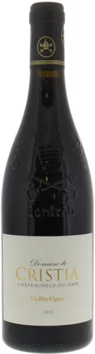 Bottle of Domaine de Cristia Châteauneuf-du-Pape Vieilles Vigneswith label visible