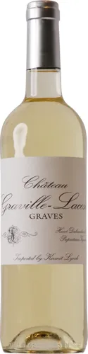 Bottle of Château Graville-Lacoste Graves Blancwith label visible