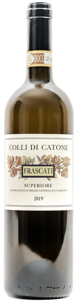 Bottle of Colli di Catone Frascati Superiorewith label visible