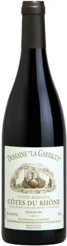 Bottle of Domaine La Garrigue Cuvée Romaine Côtes du Rhônewith label visible