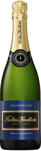 Bottle of Nicolas Feuillatte Brut Champagnewith label visible