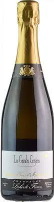 Bottle of Laherte Freres Les Grandes Crayères Blanc de Blancs Millésime Extra Brut Champagnewith label visible