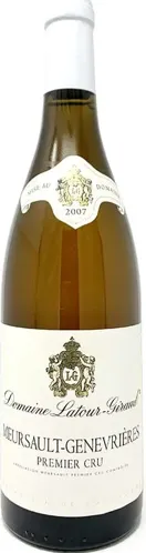 Bottle of Domaine Latour-Giraud Meursault-Genevrières 1er Cruwith label visible
