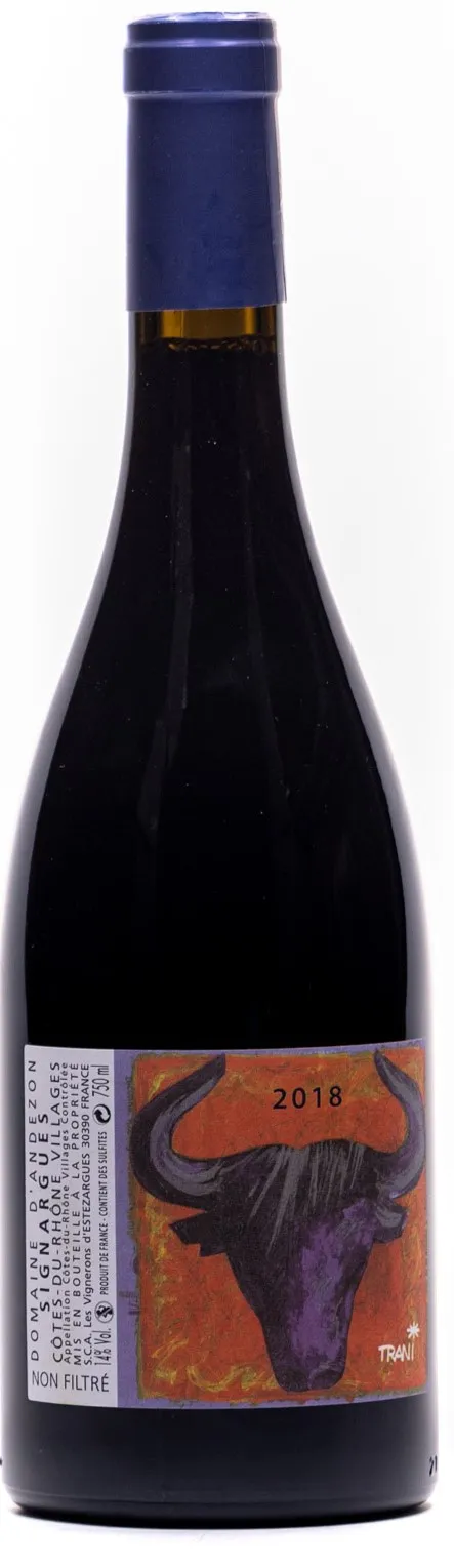 Bottle of Domaine d'Andézon Côtes du Rhônewith label visible