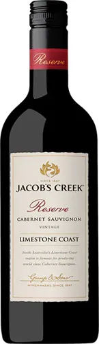 Bottle of Jacob's Creek Reserve Cabernet Sauvignonwith label visible