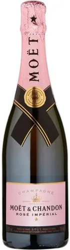 Bottle of Moët & Chandon Impérial Rosé Brut Champagnewith label visible
