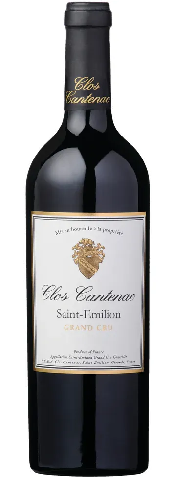 Bottle of Clos Cantenac Saint-Émilion Grand Cruwith label visible