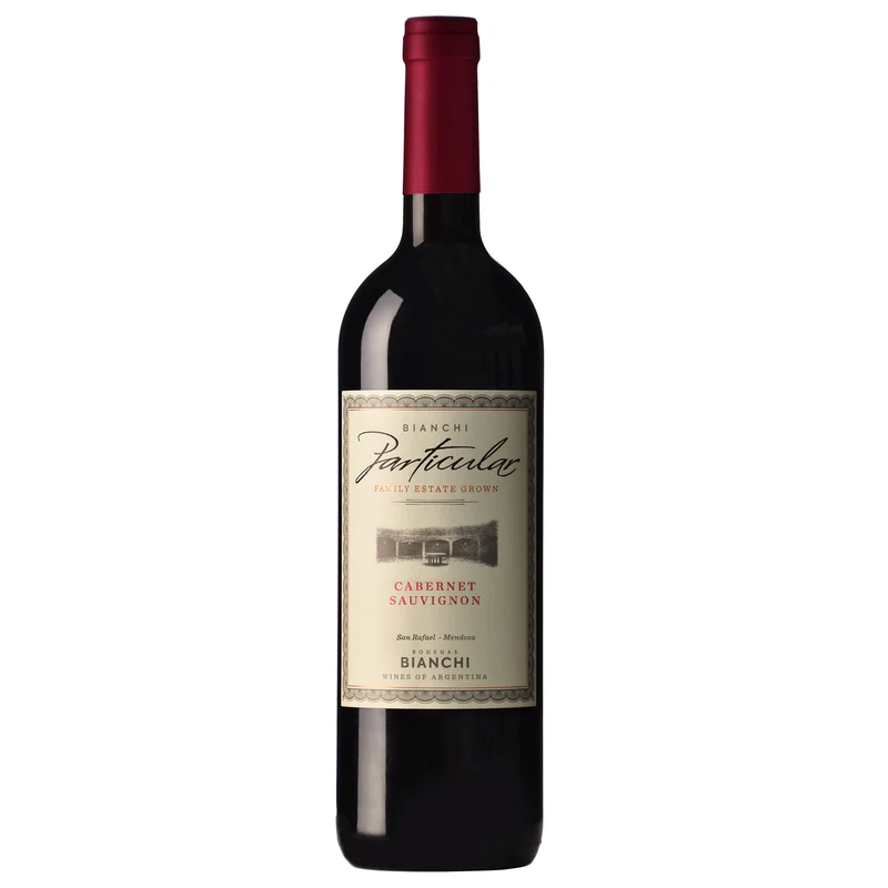 Bottle of Bodegas Bianchi Particular Cabernet Sauvignonwith label visible