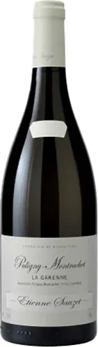 Bottle of Etienne Sauzet Puligny-Montrachet 1er Cru 'La Garenne'with label visible