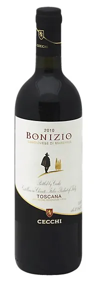Bottle of Cecchi Bonizio Sangiovese di Maremma Toscanawith label visible
