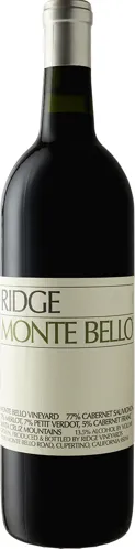 Bottle of Ridge Vineyards Monte Bellowith label visible