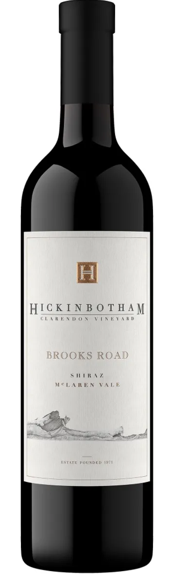 Bottle of Hickinbotham Brooks Road Shirazwith label visible