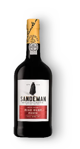 Bottle of Sandeman Fine Ruby Portwith label visible