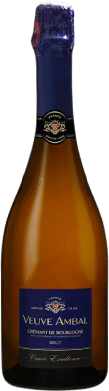 Bottle of Veuve Ambal Cuvée Excellence Crémant de Bourgogne Brutwith label visible