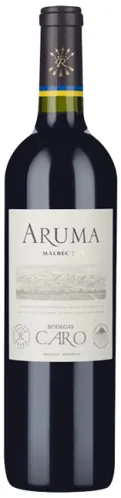 Bottle of Caro (Catena and Rothschild) Aruma Malbecwith label visible