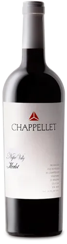 Bottle of Chappellet Merlotwith label visible