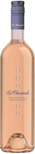 Bottle of Le Charmel Côtes de Provence Roséwith label visible