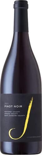 Bottle of J Vineyards Pinot Noir (Monterey/Sonoma/Santa Barbara)with label visible
