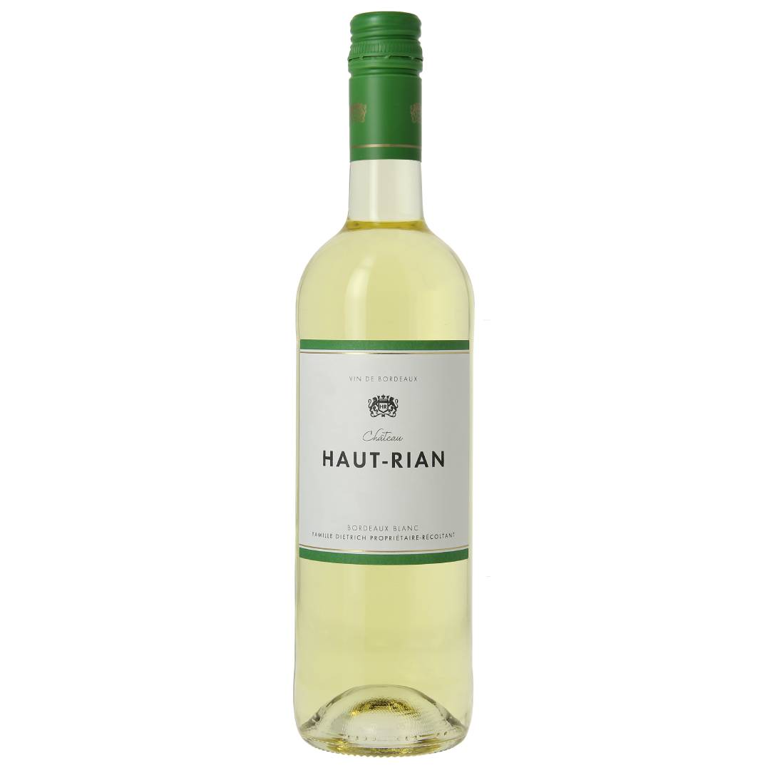 Bottle of Château Haut Rian Bordeaux Blancwith label visible