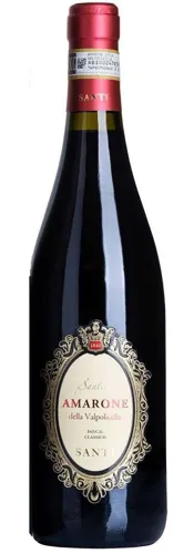 Bottle of Santi Amarone della Valpolicella Classicowith label visible