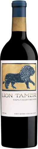Bottle of The Hess Collection Lion Tamer Napa Valley Red Blendwith label visible