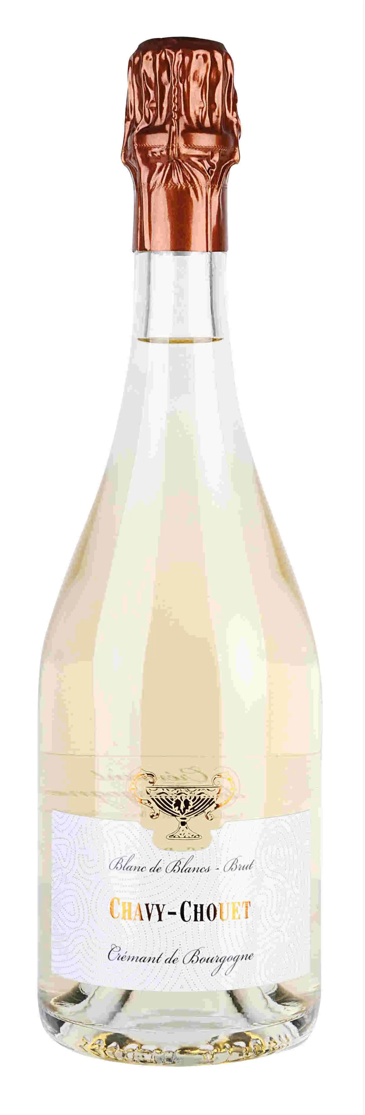 Bottle of Chavy-Chouet Blanc de Blancs Crémant de Bourgogne Brutwith label visible