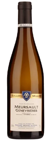 Bottle of Ballot Millot Meursault 1er Cru 'Genevrières'with label visible