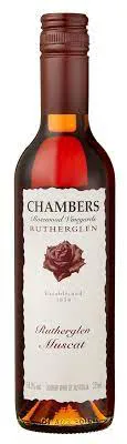Bottle of Chambers Rosewood Vineyards Muscatwith label visible