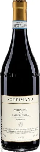 Bottle of Sottimano Pairolero Barbera d'Alba Superiorewith label visible