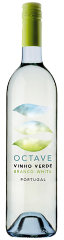 Bottle of Octave Vinho Verde Blancwith label visible