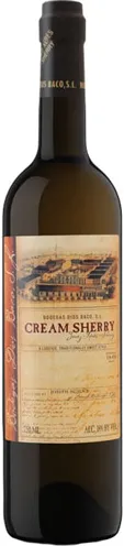 Bottle of Bodegas Dios Baco Cream Sherrywith label visible