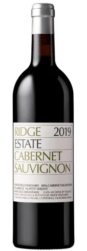 Bottle of Ridge Vineyards Estate Cabernet Sauvignonwith label visible