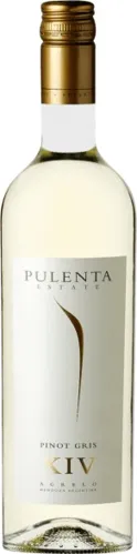 Bottle of Pulenta Estate Pinot Gris (XIV)with label visible