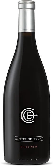 Bottle of Center of Effort Pinot Noirwith label visible