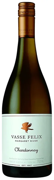 Bottle of Vasse Felix Chardonnaywith label visible