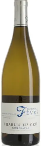 Bottle of Domaine Nathalie et Gilles Fevre Fourchaume Chablis Premier Cruwith label visible