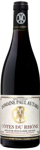 Bottle of Paul Autard Côtes du Rhônewith label visible