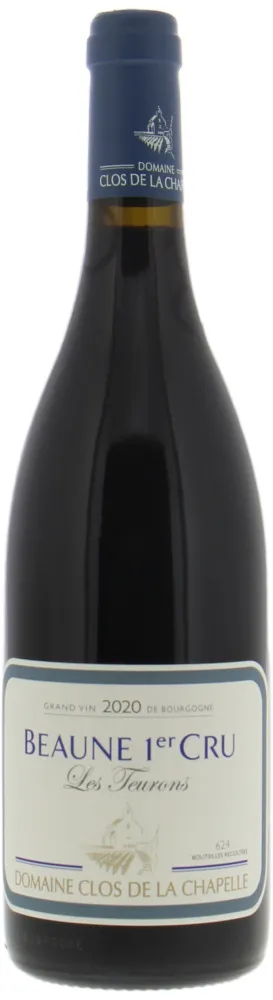 Bottle of Clos de la Chapelle Beaune 1er Cru 'Les Teurons'with label visible