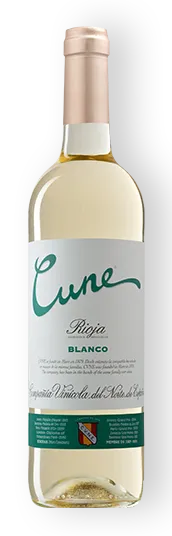Bottle of Cune (CVNE) Blancowith label visible