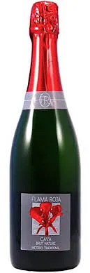 Bottle of Flama Roja Cava Brutwith label visible