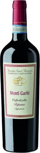 Bottle of Tenuta Sant'Antonio Monti Garbi Valpolicella Ripasso Superiorewith label visible