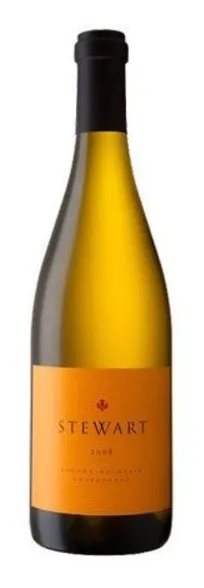 Bottle of Stewart Chardonnaywith label visible