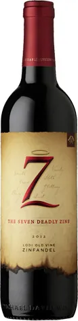 Bottle of 7 Deadly Wines Old Vine Zinfandelwith label visible