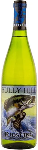 Bottle of Bully Hill Bass Rieslingwith label visible