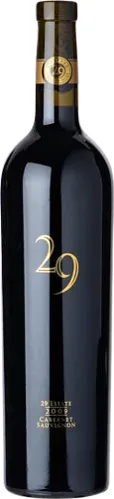 Bottle of Vineyard 29 Estate Cabernet Sauvignonwith label visible